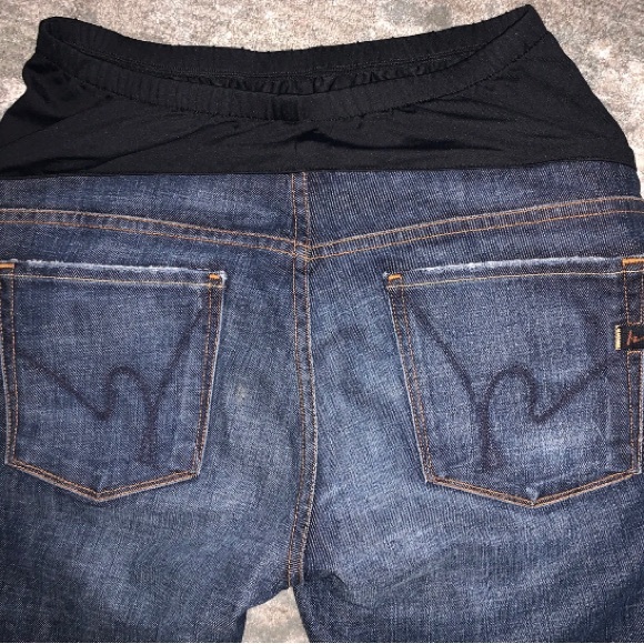Citizens Of Humanity:Dark Wash Boot cut Maternity Jeans Size 30 X 24 Belly Panel - Picture 2 of 7